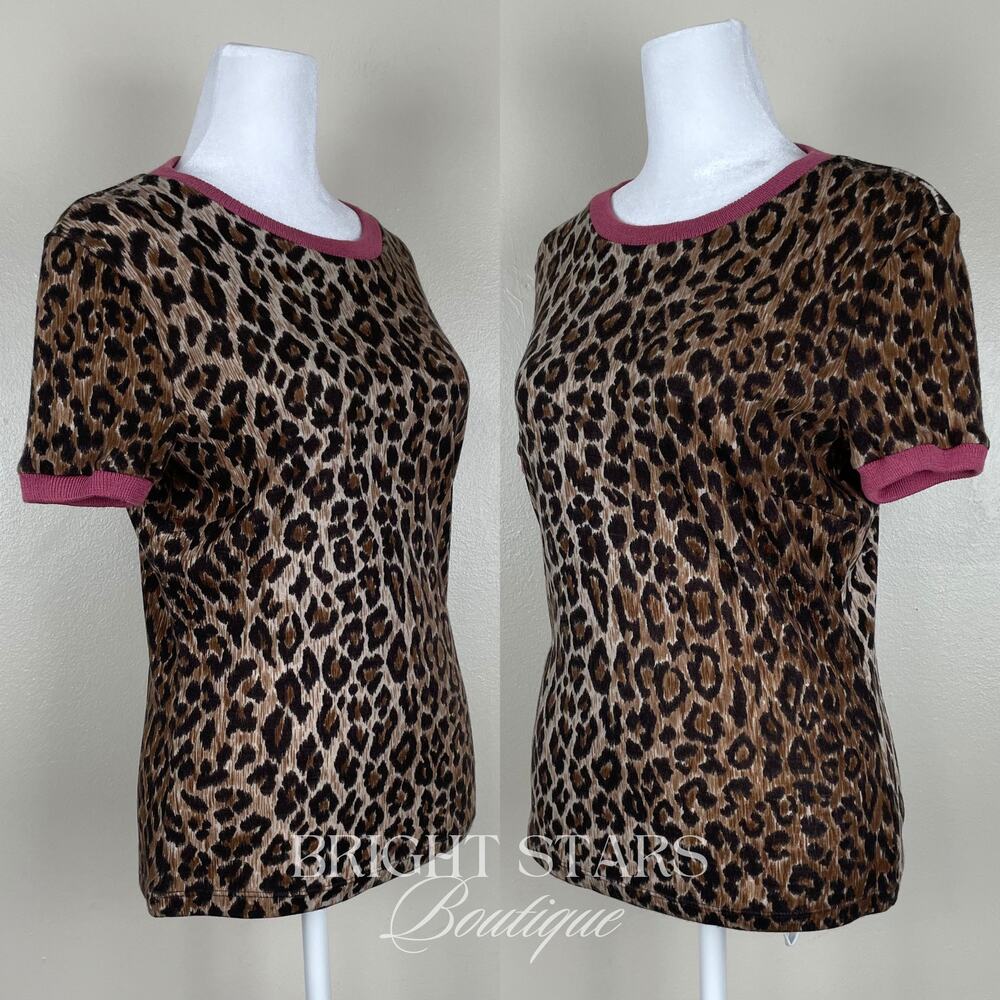 Extremely Rare Leopard Print Designer Top ASO Lorelai Gilmore Girls Brown Pink - Picture 7 of 15
